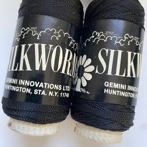 Vintage Silkworm Gemini Innovations Rayon Black Yarn  4 skeins